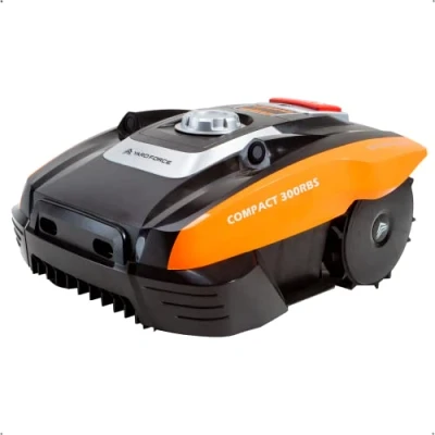 Afbeelding van Yard Force Compact 300RBS Maairobot tot 300 m², zelfrijdende grasmaaierrobot met iRadar ultrasone sensor, bluetooth en app bediening, borstelloze motor, 20 V/2,0 Ah accu,zwart/oranje