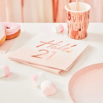 Afbeelding van Ginger Ray Mix It UP Servetten HELLO 21 (16 stuks)