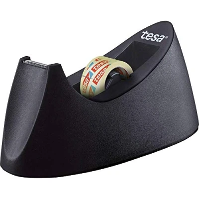 Afbeelding van Tesa Easy Cut Curve Tafeldispenser + 1 rol tesafilm transparant 10 m Rolle transparent zwart