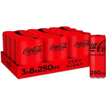 Afbeelding van Coca Cola Zero frisdrank, 25 cl sleek blik, pak van 24 stuks