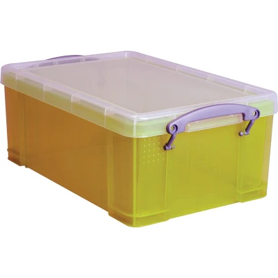 Afbeelding van Really Useful Box opbergdoos 9 liter, transparant geel