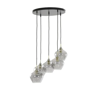 Afbeelding van Light &amp; Living Rakel hanglamp 5L ø61cm antiek brons/smoke Glas