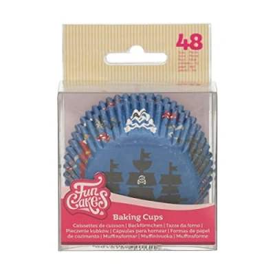 Afbeelding van FunCakes Baking Cups Pirates: Perfect Voor Piraten Thema Cupcakes, Cupcakes En Meer, Taart Decoratie, Pk/48