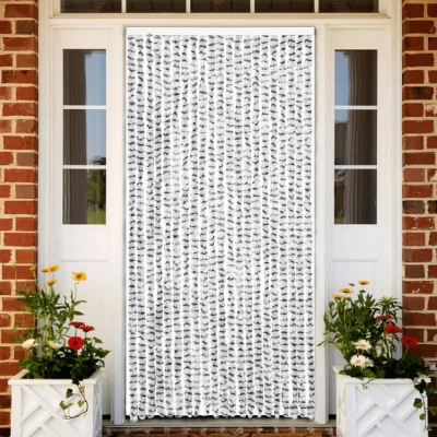 Afbeelding van Vliegengordijn 90x200 cm chenille lichtgrijs en donkergrijs