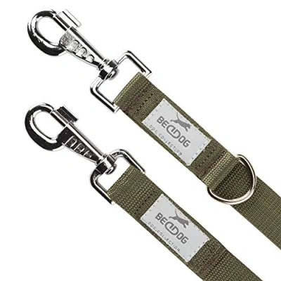 Afbeelding van BedDog® hondenriem WILLY, verstelbaar in 3 lengtes, dubbele riem, hondenlijn, looplijn, middelgrote en grote honden, totale lengte 2m khaki