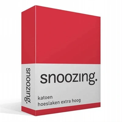 Afbeelding van Snoozing Katoen Extra Hoog Hoeslaken Eenpersoons 80x220 cm Rood