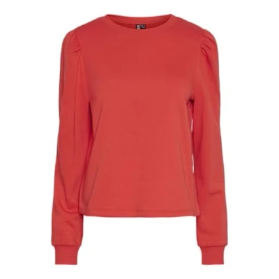 Afbeelding van Pieces Trui Pcchilli Ls Puff Sweat Noos Cp Bc 17151142 Poppy Red Dames Maat S