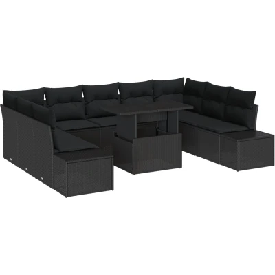 Afbeelding van vidaXL Tuin Sofa Set van 10 Zwart Rattan, Stof