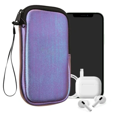 Afbeelding van kwmobile telefoontasje universeel geschikt voor L 6,5&quot; smartphones 16,5 x 8,9 cm Hoesje met rits en polslusje In metallic lila