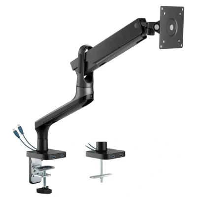 Afbeelding van Bureaubeugel monitorarm HL22 1 voor monitoren 17 32 inch, interactief 2 USB poorten, zwart
