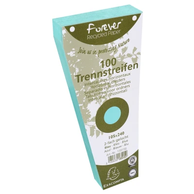 Afbeelding van Exacompta Scheidingsstroken trapezium 180 g/m², gerecycleerd, met perforatie, blauw (pak 100 stuks)