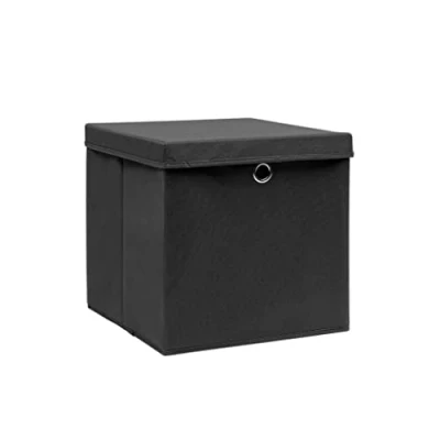 Afbeelding van vidaXL Opbergboxen met deksel 4 st 28x28x28 cm zwart