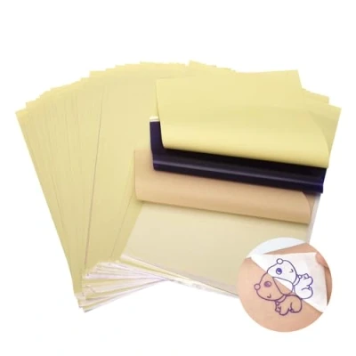 Afbeelding van ATOMUS 50 vellen tattoo transferpapier, carbon, thermisch tracing carbonsjabloon, kopieerpapier, A4 formaat, voor printermachine (50 vellen)