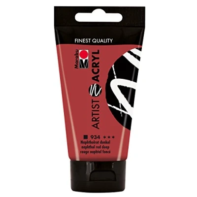 Afbeelding van Marabu Artist 12200002934 acryl nappolrood donker 75 ml, fijne acrylverf in kunstenaarskwaliteit, op waterbasis, pastose consistentie, hoog gepigmenteerd, zeer goede glans en dekking