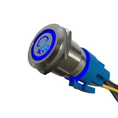 Afbeelding van Mintice Roestvrij Staal Auto Vrachtwagen Tuimelschakelaar Drukschakelaar Schakelaar Wipschakelaar Waterdichte 19mm 12V 5A Blauw Licht Mistlicht Stekker Draad
