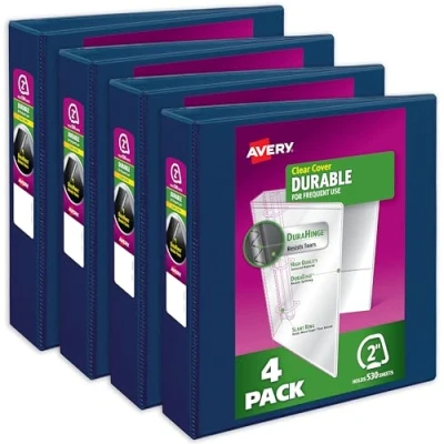 Afbeelding van AVERY Durable View 3 ringband, 5,1 cm schuine ringen, 4 blauwe mappen (17046), donkerblauw