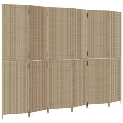 Afbeelding van Kamerscherm 6 panelen poly rattan beige