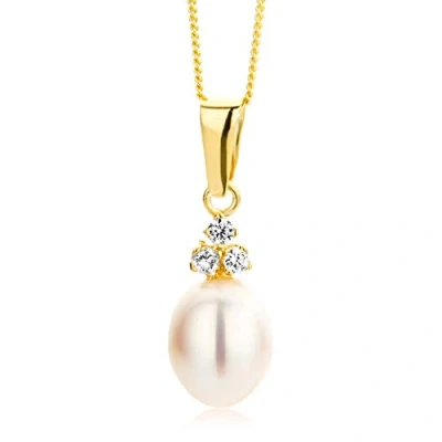 Afbeelding van Orovi Dameshalsketting met parelhanger, 9 karaat (375) geelgoud, gouden ketting, Goud, Parel