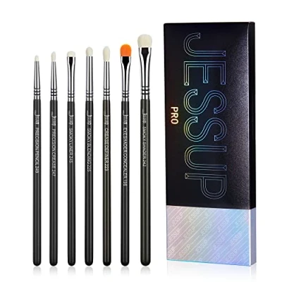Afbeelding van Jessup Oogschaduwborstels 7 delige pluizige oogmake upborstelset voor het mengen van oogschaduw Concealer Crease Shader, zwart T334