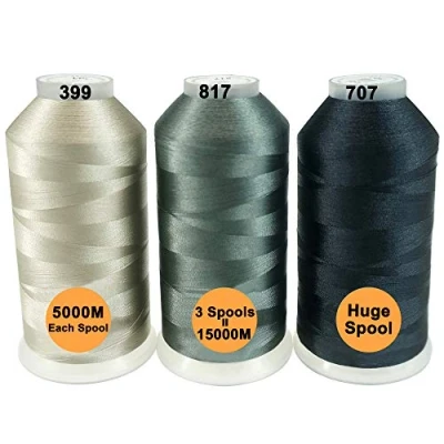 Afbeelding van New brothread Set van 3 Verschillende Grijs Kleuren Polyester Machine Borduurgaren Enorme Spoel 5000M voor Alle Borduurmachines