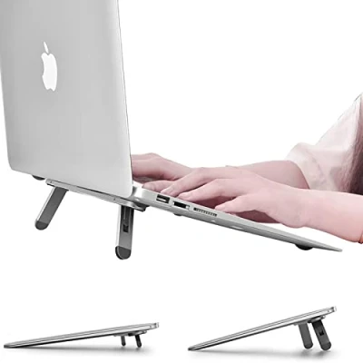 Afbeelding van nediea laptopstandaard, mini opvouwbare aluminium notebookstandaard, compatibel met MacBook Air Pro, Dell XPS, HP, meer 10 15,6 inch laptops, toetsenborden