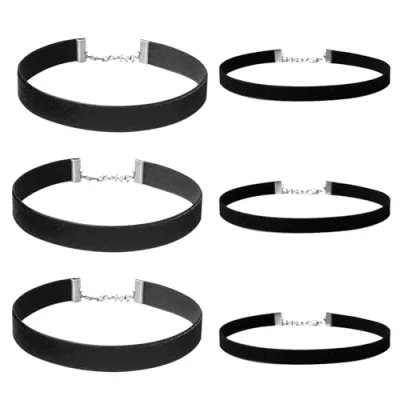 Afbeelding van EUPSIIU 6 stuks fluwelen chokers zwart Lint choker kettingen voor vrouwen meisjes, klassieke gothic stretch kant ketting sieraden cosplay feest, verjaardagsfeestje jurk decoraties,