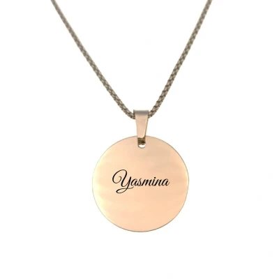 Afbeelding van Ketting RVS Met Naam Gravering Yasmina Rosegoud Rond