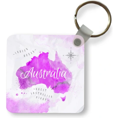 Afbeelding van Sleutelhanger Uitdeelcadeautjes Wereldkaart Australië Roze Plastic