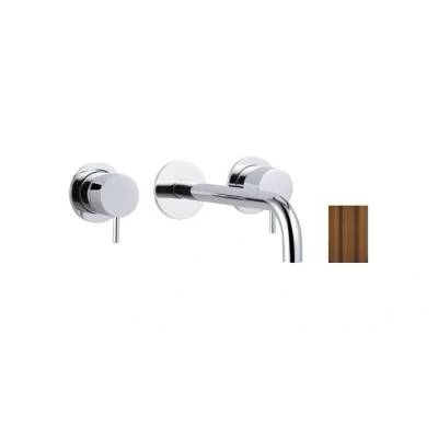 Afbeelding van Waterevolution Flow 3 gats inbouw wastafelkraan PVD Koper met uitloop 15cm T1163FCPE 15