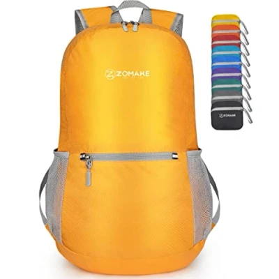 Afbeelding van ZOMAKE Ultra Lichtgewicht Opvouwbare Rugzak 20L,Kleine Waterdichte Wandelrugzak,Pakbare voor Dames En Heren,Outdoor Wandelen Camping Reizen(Geel)