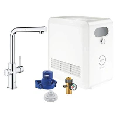 Afbeelding van Grohe blue professional keukenmengkraan met koeler duo eengreeps uittrekbaar wifi bluetooth 223mm l uitloop draaibaar chroom 31326002