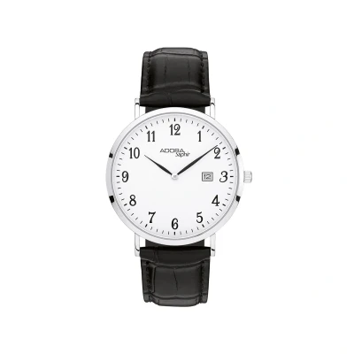 Afbeelding van Mooie heren horloge saphir glas met datum zwart band van het merk Adora
