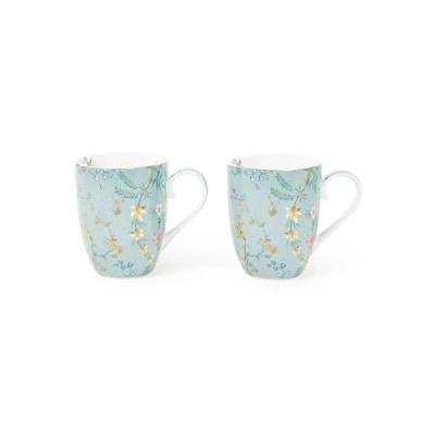 Afbeelding van Mok Pip Studio Jolie Flowers Blue Large 350 ml (2 Delig)