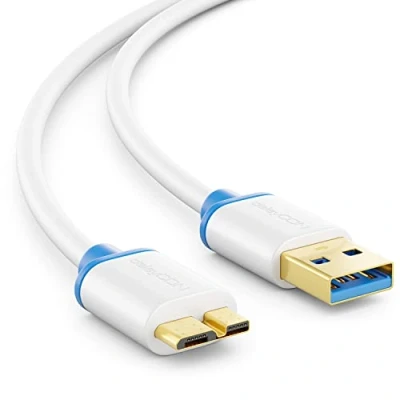 Afbeelding van deleyCON 0,5m Micro USB 3.0 Datakabel tot 5 Gbit/s Oplaadkabel voor Mobiele Telefoon Smartphone Tablet Externe Harde Schijven A Male naar B Wit