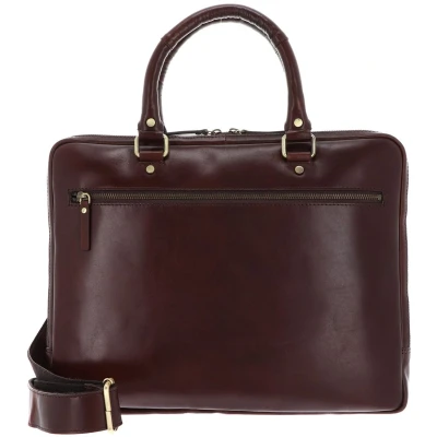Afbeelding van LEONHARD HEYDEN Leren Business tas met laptopvak Cambridge Slim Zipped Briefcase 1 Compartment Red Brown Donkerbruin