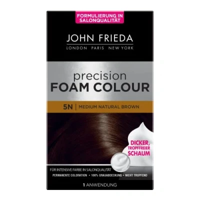 Afbeelding van John Frieda Precision Foam Colour Kleur: 5N Medium Natural Brown Permanente kleuring in schuimvorm Perfecte, gelijkmatige dekking Voor 1 toepassing