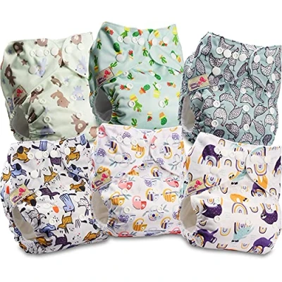 Afbeelding van Littles and Bloomz Herbruikbare baby pocketluier, standaard drukknoop, 6 luiers, FLP2 0603