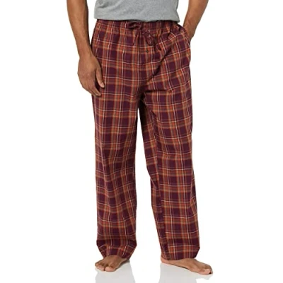 Afbeelding van Amazon Essentials Men&#039;s Geweven pyjamabroek met rechte pasvorm, Bordeauxrood Roest Geruit, M
