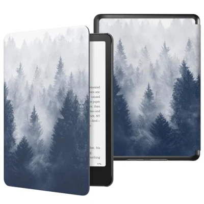 Afbeelding van MoKo Case for All new 7&quot;Kindle Paperwhite 12th Generation 2024&amp;Kindle Colorsoft Signature Edition 2024,Lightweight PU Protective Shell Cover with Auto Wake/Sleep Kindle 2024,Gray Forest