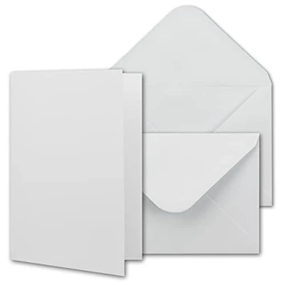 Afbeelding van NEUSER PAPIER Dubbele kaarten DIN A6 inclusief enveloppen C6 100 set blanco uitnodigingskaarten/vouwkaarten in wit om zelf vorm te geven