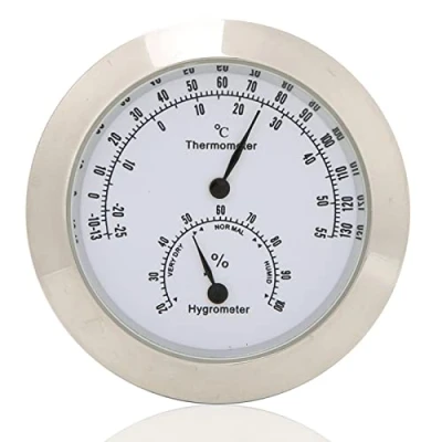 Afbeelding van Guitar Thermometer Hygrometer Round Digital Violin Humidity Temperature Meter for Instrument Care (Sliver)