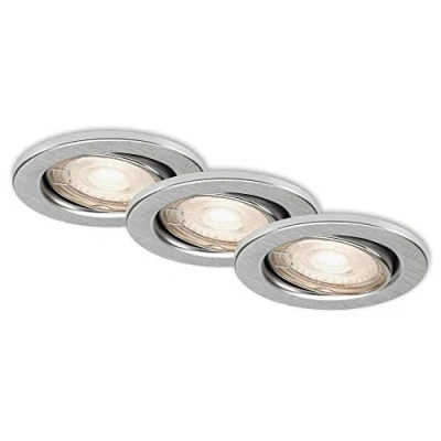 Afbeelding van Briloner Leuchten LED inbouwlampen, set van 3 plafondlampen, module draaibaar, elk 5 watt, 460 lumen, 3.000 Kelvin, IP23, aluminiumkleurig, 86 x 70 mm (DxH)