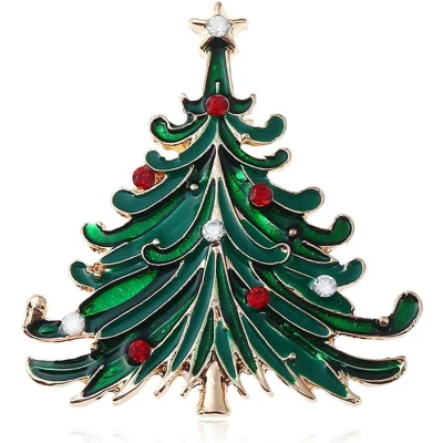 Afbeelding van Kerstbroche met strass: Kerstboom Leuk sieraad voor kerst broche
