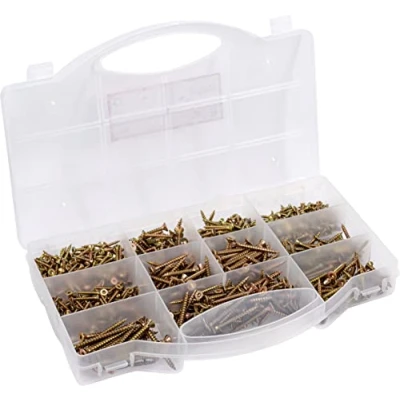Afbeelding van Connex Universele schroeven Assortiment 900 delig Diverse maten Verzonken Kop TX Torx aandrijving Volledige schroefdraad Geel verzinkt/Schroeven Set/Assortimentdoos / DP8500130