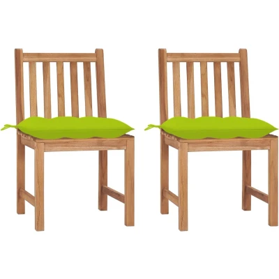 Afbeelding van vidaXL Tuinstoelen 2 st met kussens massief teakhout