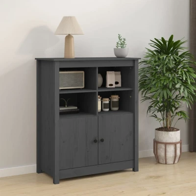 Afbeelding van Dressoir 83x41,5x100 cm massief grenenhout grijs