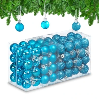 Afbeelding van Relaxdays kerstballen kerstboomversiering kerstboomballen set van 96 onbreekbaar benzine