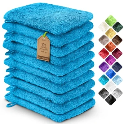 Afbeelding van NatureMark Frottier NM HT0833 Washandje, 10 stuks, 15 x 21 cm, 100% katoen, turquoise