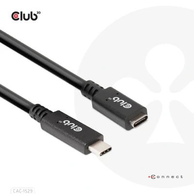 Afbeelding van CLUB3D USB Gen1 Type C Extensie kabel 5Gbps 60W(20V/3A) 4K60Hz M/F 1m/3.28ft