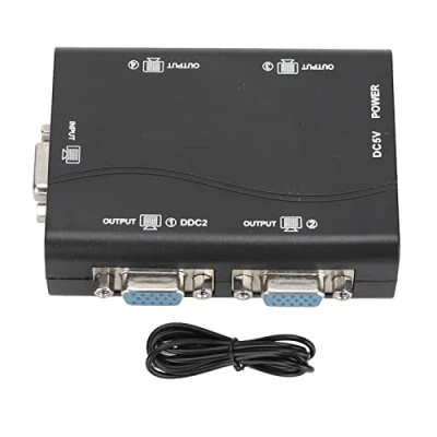 Afbeelding van 1 in 4 Out VGA Splitter Box Videodistributie Duplicator 250MHz 1920x1440 USB Powered HD Video voor Laptop Projector TV PC Computer